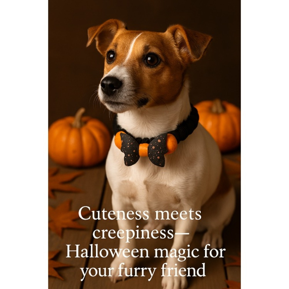 Halloween Dog & Cat Collar – Fashion Bat Wings Bow, Adjustable & Photo-Ready